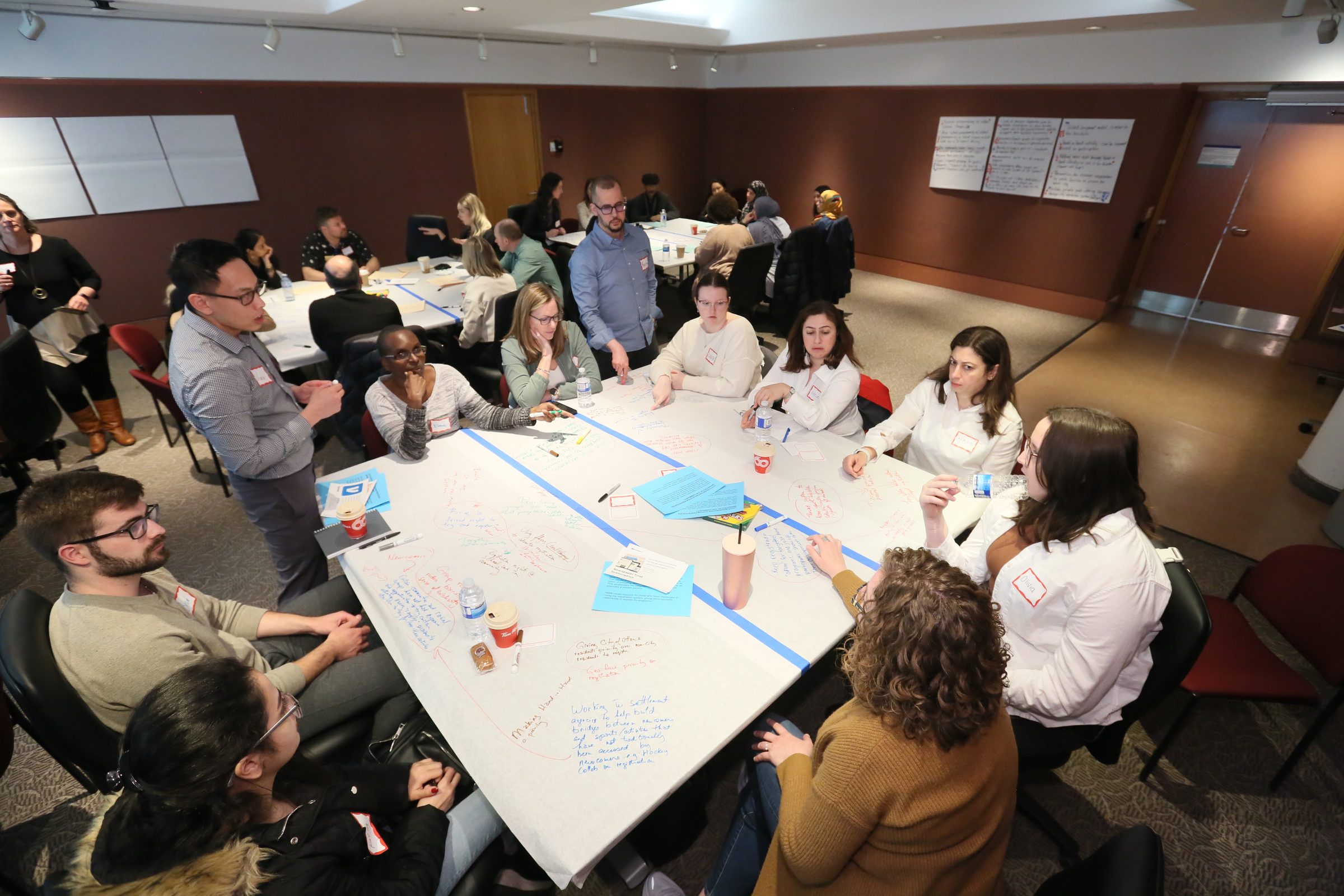 A breakout group working a custom-built session