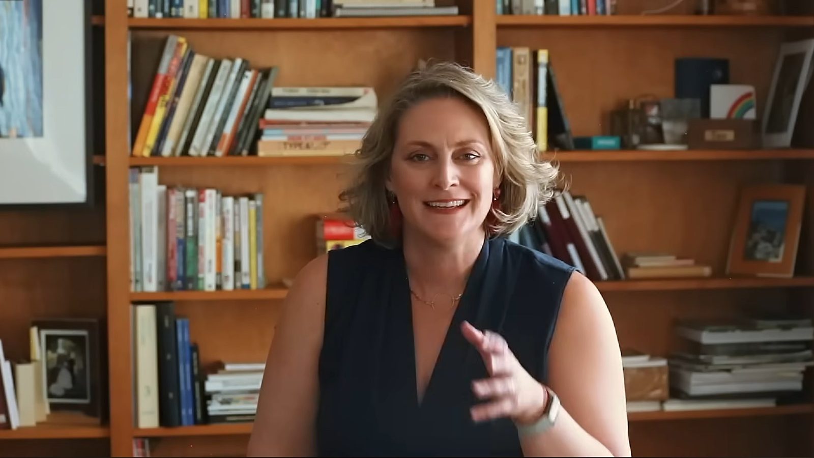 Brianna Sylver in her office, introducing Leading Through Free Fall